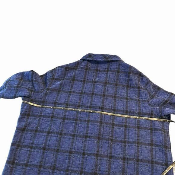 Allison Daley blue and black plaid shimmer flannel shacket - Picture 3 of 8